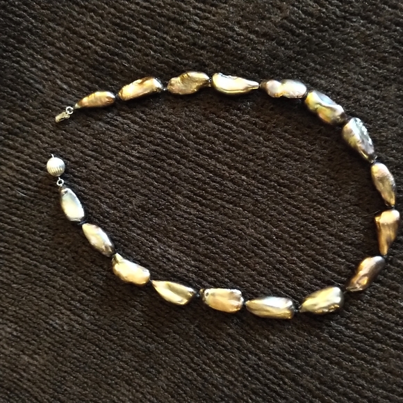 STUNNING brown baroque 18" pearl necklace 925 clasp - Picture 4 of 9